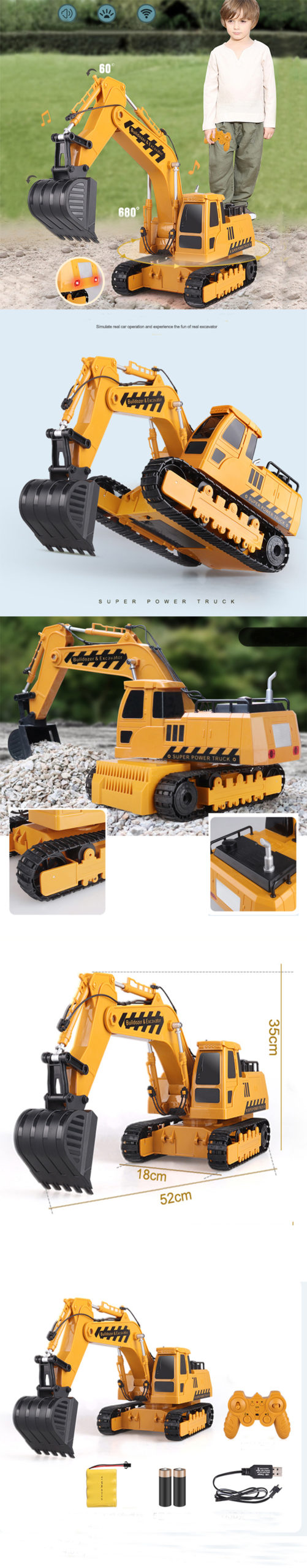 1:14 Remote Control RC Excavator Construction Vehicle With Lights and Sounds - Construction Vehicles - 1