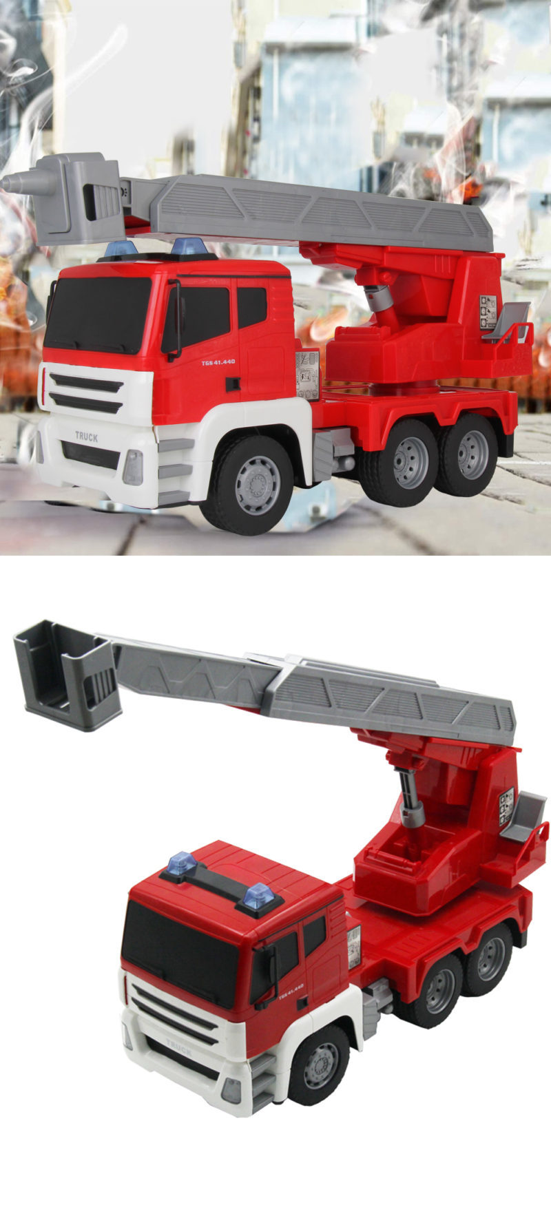 1:14 RC Fire Truck Remote Control Fire Engine Toy Car - Construction Vehicles - 1