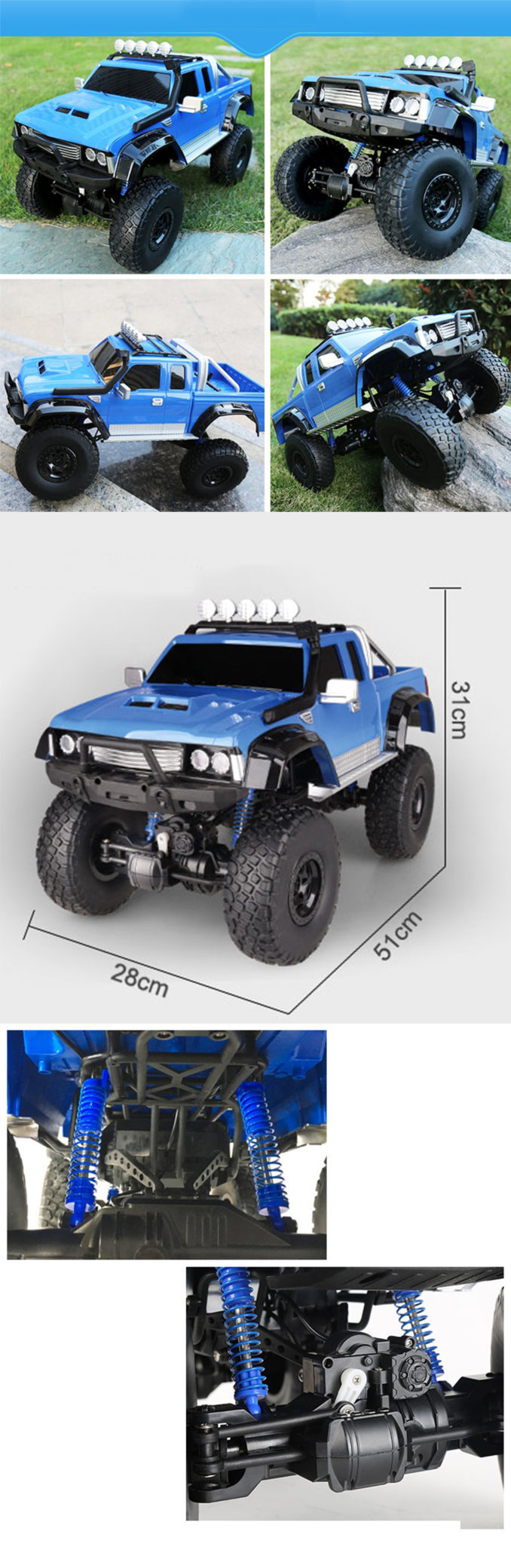 2.4G 4WD 1/8 Rechargable RC Climbing Pickup Truck - Climbing Truck - 2