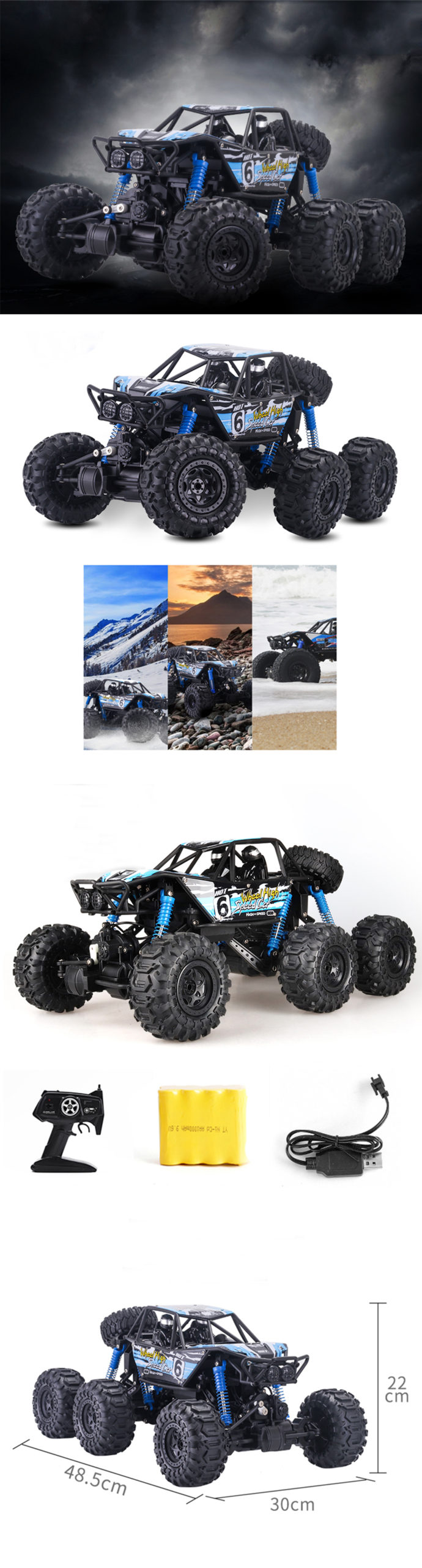 RC Waterproof Climbing Car 2.4G Scale 1:8 Remote Control Vehicle - Climbing Truck - 1